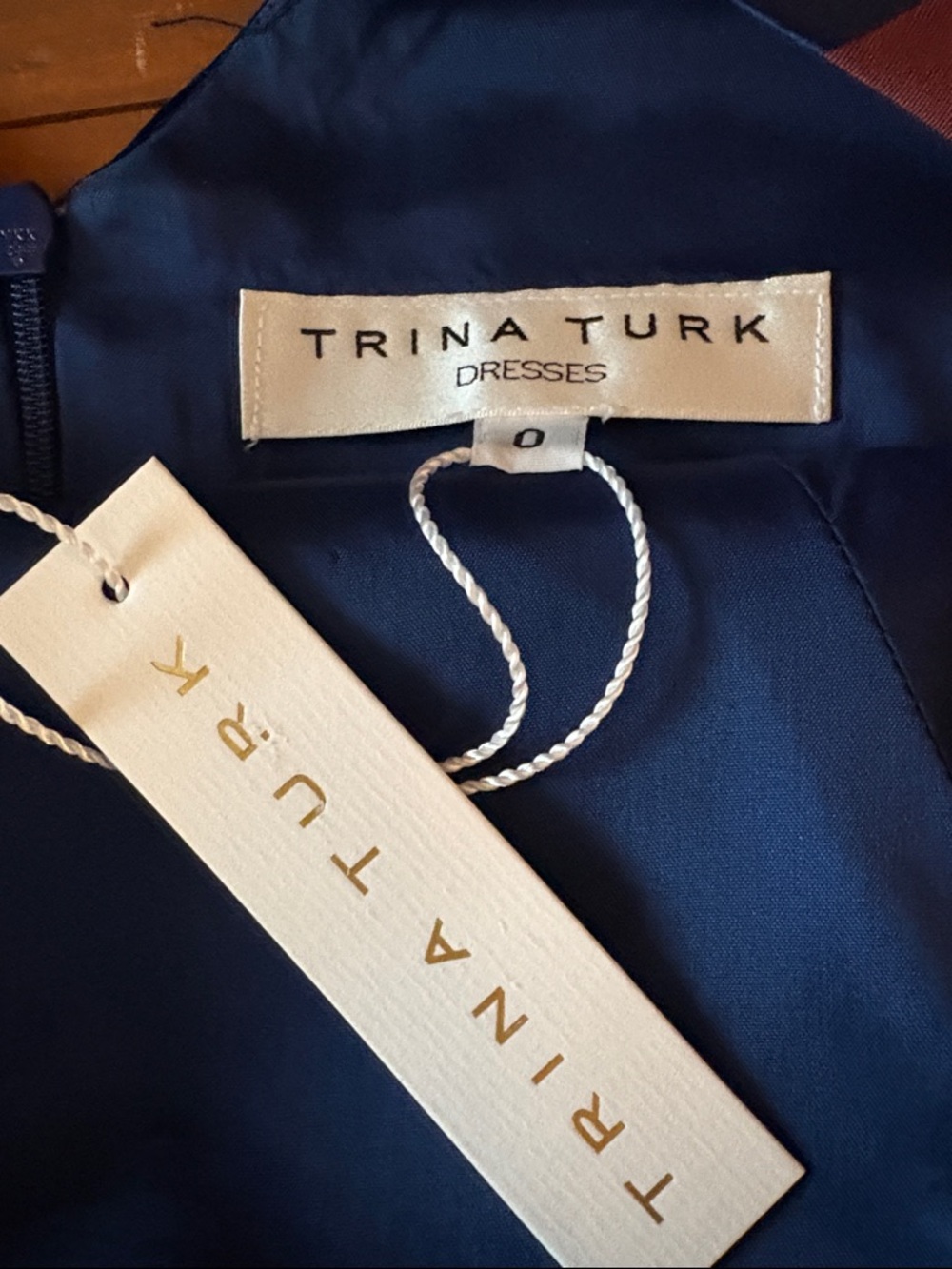 Trina Turk Navy, Mustard & Rust Striped Midi Dress - Picture 2 of 9
